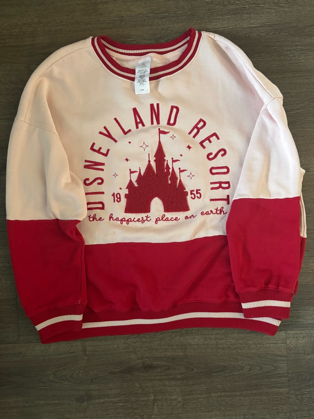 Disney Red and Cream Crewneck Sweatshirt